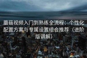 蘑菇视频入门到熟练全流程：个性化配置方案与专属设置组合推荐（进阶版讲解）