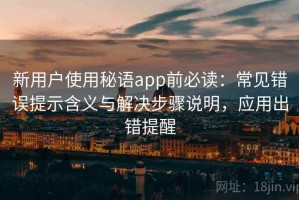 新用户使用秘语app前必读：常见错误提示含义与解决步骤说明，应用出错提醒