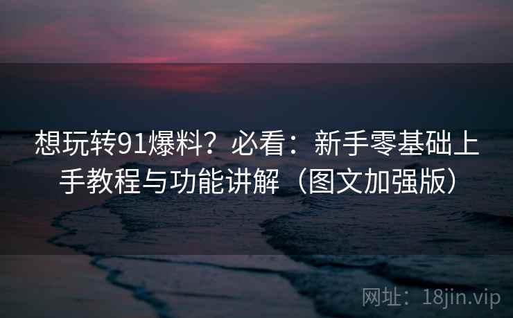 想玩转91爆料？必看：新手零基础上手教程与功能讲解（图文加强版）