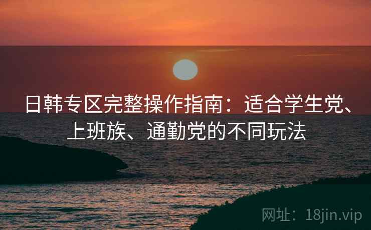 日韩专区完整操作指南:适合学生党、上班族、通勤党的不同玩法 日韩专区完整操作指南:适合学生党、上班族、通勤党的不同玩法